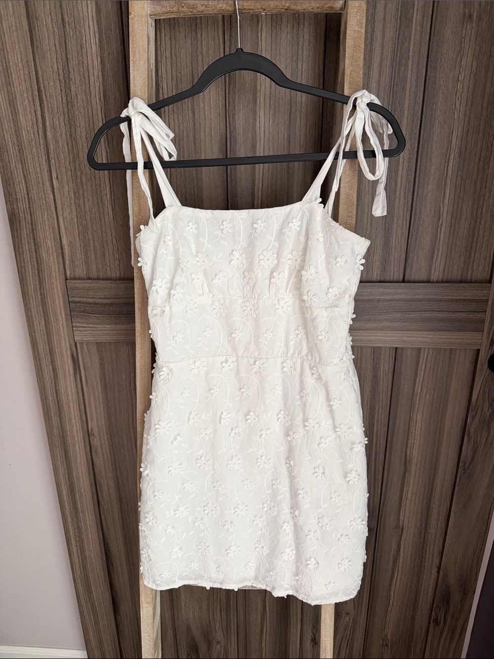 White Floral Tie-Shoulder Mini Dress
